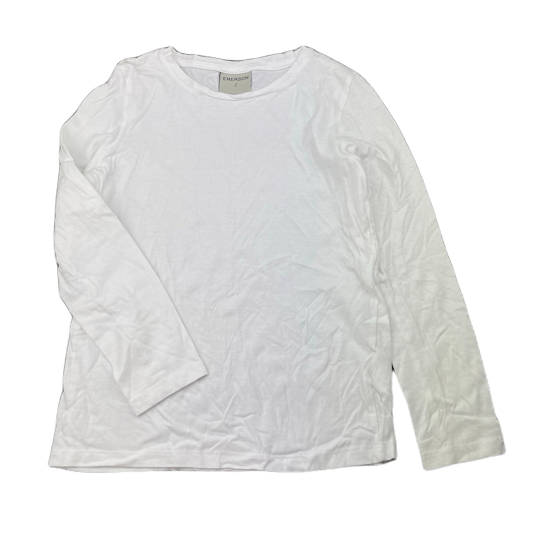 Girls Emerson, white cotton long sleeve t-shirt / top, GUC, size 7,  