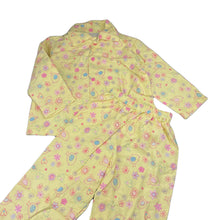 Load image into Gallery viewer, Girls yellow, flannel cotton pyjamas, birds, EUC, size 4,  