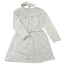 Load image into Gallery viewer, Girls Cotton On, grey casual long sleeve dress, stars, NEW, size 8, L: 65cm