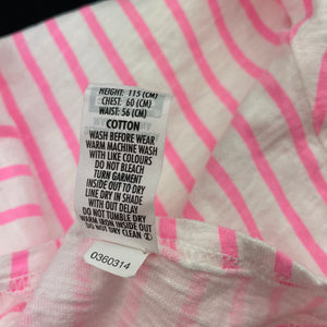 Girls Bonds, pink stripe cotton long sleeve dress, FUC, size 5, L: 55cm