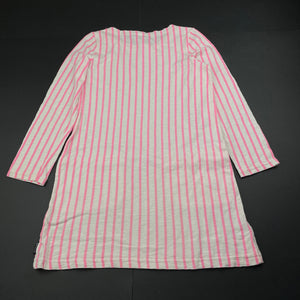 Girls Bonds, pink stripe cotton long sleeve dress, FUC, size 5, L: 55cm