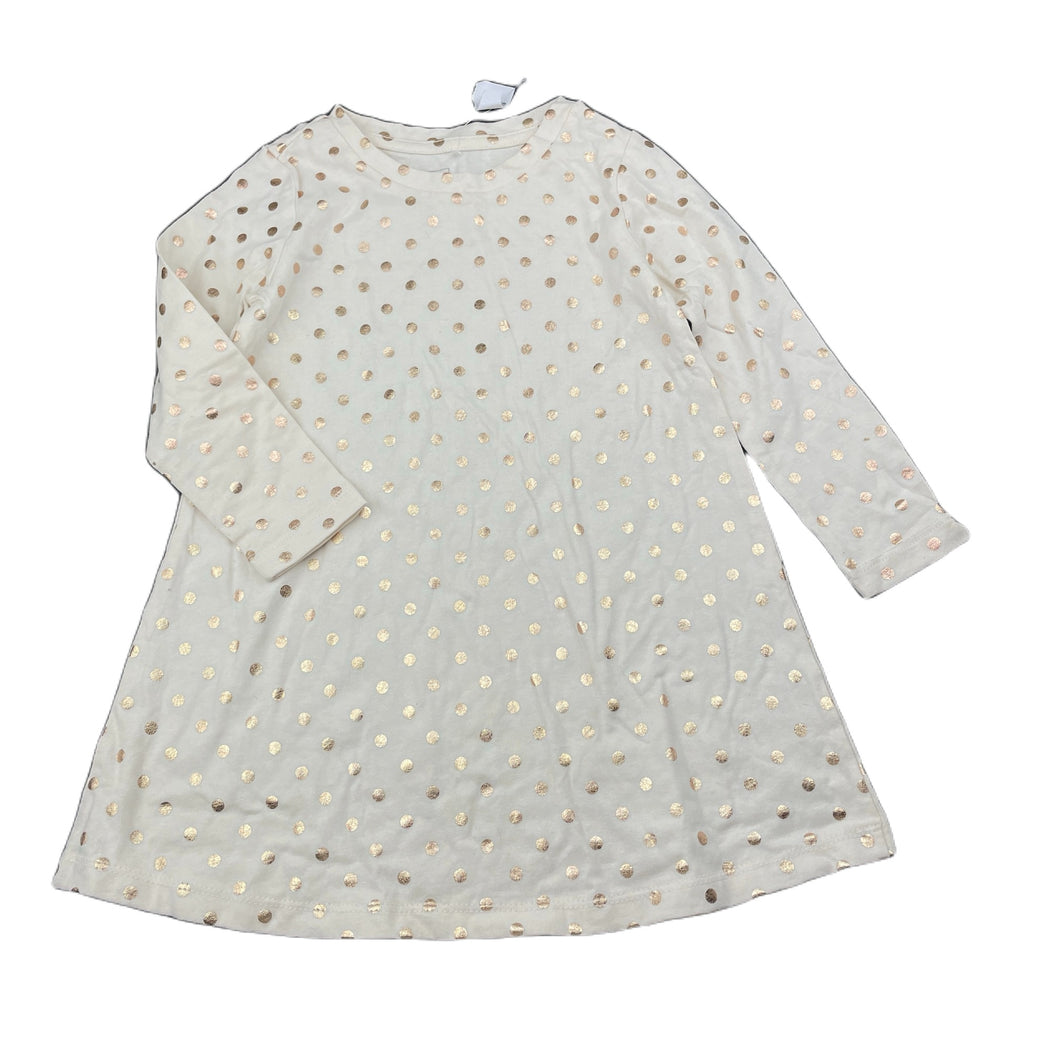 Girls Kids & Co, gold spot cotton long sleeve dress, NEW, size 2, L: 46cm