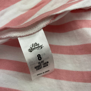 Girls Miss Understood, pink & white stripe cotton long sleeve top, GUC, size 8,  