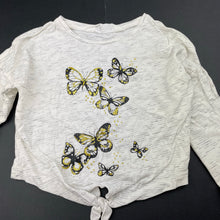 Load image into Gallery viewer, Girls H&amp;M, tie front long sleeve top, butterflies, light mark cuff, FUC, size 2,  