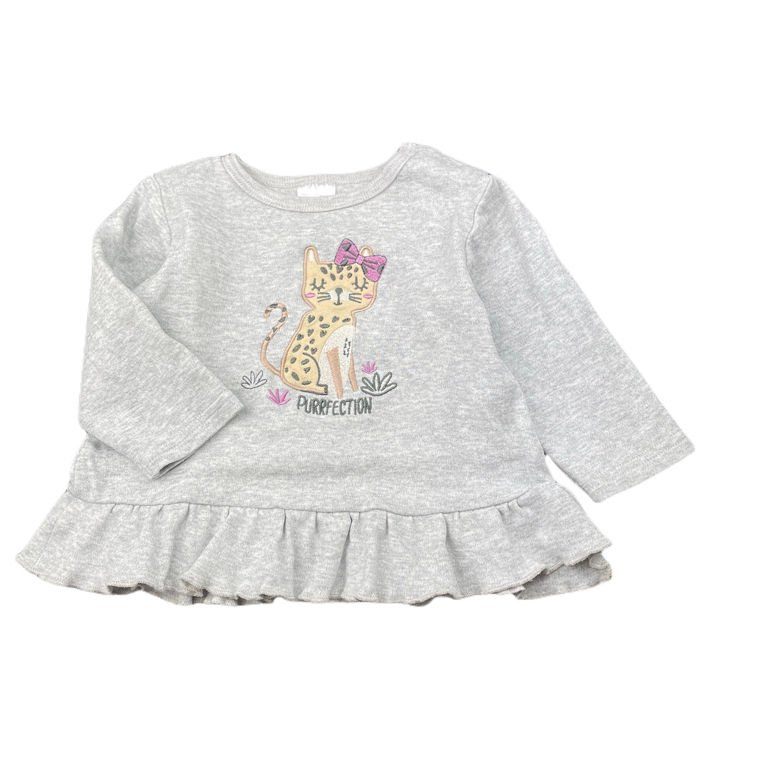 Girls Ollies Place, embroidered grey marle long sleeve top, GUC, size 0,  