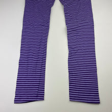 Load image into Gallery viewer, Girls L&amp;D, purple stripe stretchy leggings, Inside leg: 65cm, EUC, size 12,  