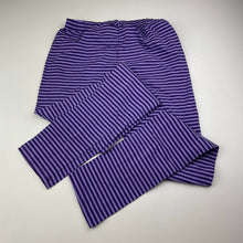 Load image into Gallery viewer, Girls L&amp;D, purple stripe stretchy leggings, Inside leg: 65cm, EUC, size 12,  