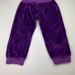 Girls Mom & Me, purple velour pants, elasticated, Inside leg: 31cm, GUC, size 2,  