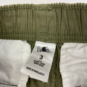 Boys H&T, khaki lightweight cotton cargo pants, Inside leg: 35.5cm, GUC, size 3,  