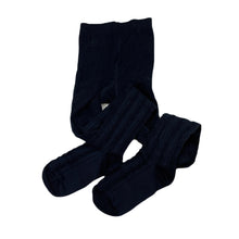 Load image into Gallery viewer, Girls navy, textured stockings, elasticated, EUC, size 6-8,  