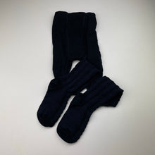 Load image into Gallery viewer, Girls navy, textured stockings, elasticated, EUC, size 6-8,  