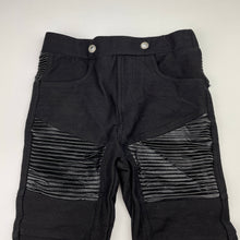 Load image into Gallery viewer, unisex MISCHIEF &amp; Co, black stretchy pants, elasticated, Inside leg: 34cm, EUC, size 2,  