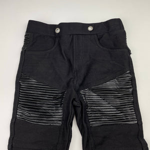unisex MISCHIEF & Co, black stretchy pants, elasticated, Inside leg: 34cm, EUC, size 2,  