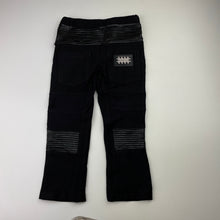 Load image into Gallery viewer, unisex MISCHIEF &amp; Co, black stretchy pants, elasticated, Inside leg: 34cm, EUC, size 2,  