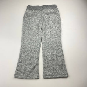 Girls H&T, grey marle fleece lined track pants, Inside leg: 36cm, EUC, size 3,  