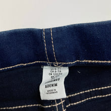 Load image into Gallery viewer, Girls H&amp;M, stretch denim jeggings/leggings, elasticated, Inside leg: 48.5cm, EUC, size 7,  