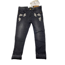 Load image into Gallery viewer, Girls Zara, embroidered stretch denim jeans, adjustable, Inside leg: 32cm, NEW, size 3-4,  