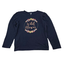 Load image into Gallery viewer, Girls Brilliant Basics, navy organic cotton long sleeve top, GUC, size 7,  