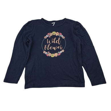 Girls Brilliant Basics, navy organic cotton long sleeve top, GUC, size 7,  