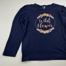 Load image into Gallery viewer, Girls Brilliant Basics, navy organic cotton long sleeve top, GUC, size 7,  