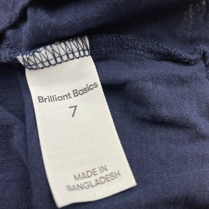 Girls Brilliant Basics, navy organic cotton long sleeve top, GUC, size 7,  