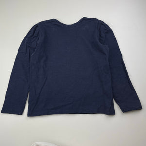 Girls Brilliant Basics, navy organic cotton long sleeve top, GUC, size 7,  