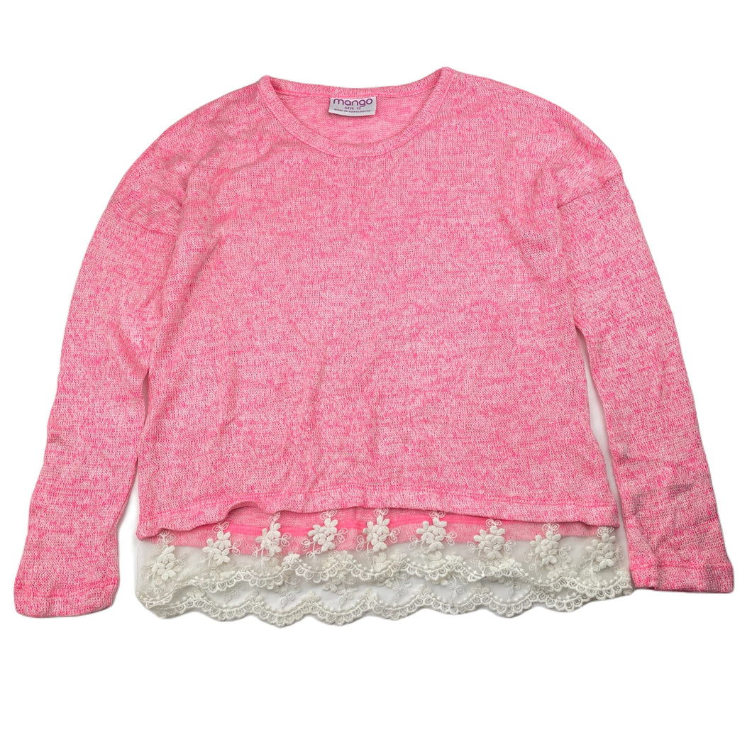 Girls Mango, lace trim lightweight knit top, EUC, size 12,  