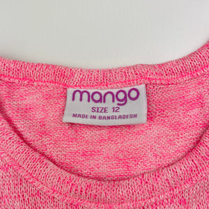 Girls Mango, lace trim lightweight knit top, EUC, size 12,  