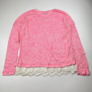Girls Mango, lace trim lightweight knit top, EUC, size 12,  