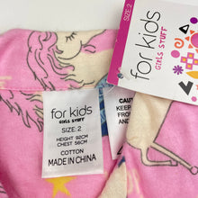 Load image into Gallery viewer, Girls For Kids, flannel cotton pyjama top, unicorns, NEW, size 2,  