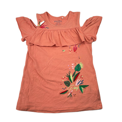Girls PRIMIGI, embroidered stretchy open-shoulder top, FUC, size 7,  