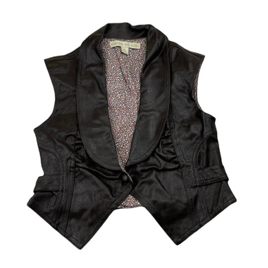 Girls Cotton On, dark brown faux leather waistcoat / vest, armpit to armpit: 32cm, EUC, size 6-7,  
