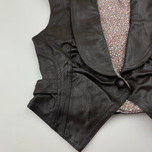 Load image into Gallery viewer, Girls Cotton On, dark brown faux leather waistcoat / vest, armpit to armpit: 32cm, EUC, size 6-7,  