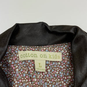 Girls Cotton On, dark brown faux leather waistcoat / vest, armpit to armpit: 32cm, EUC, size 6-7,  