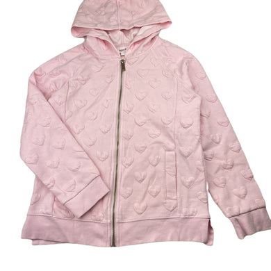 Girls Seed, pink zip hoodie sweater, hearts, EUC, size 10,  