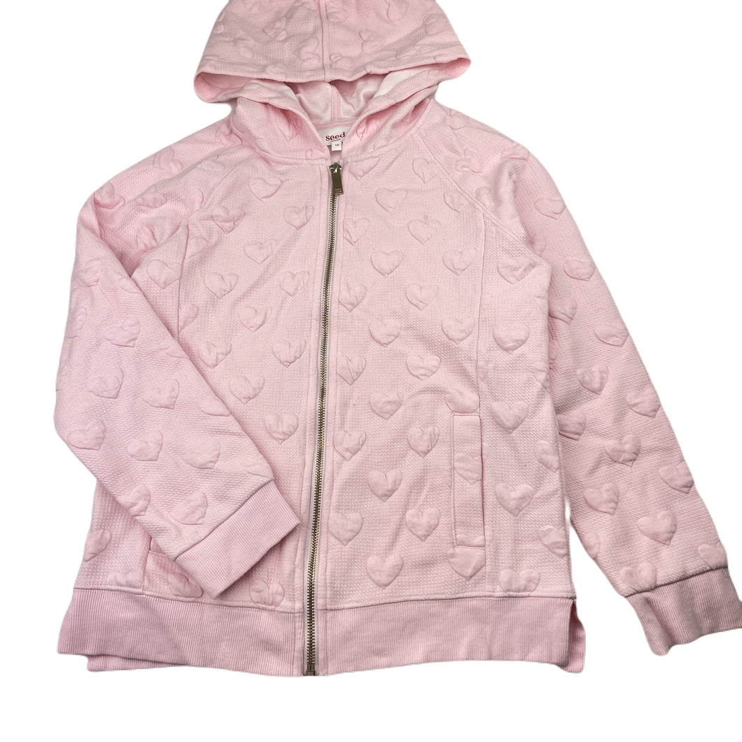 Girls Seed, pink zip hoodie sweater, hearts, EUC, size 10,  