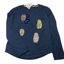 Load image into Gallery viewer, Girls Anko, navy cotton long sleeve top, sequins, NEW, size 14,  