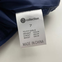 Load image into Gallery viewer, Girls B Collection, navy &amp; silver spot puffer vest / jacket, EUC, size 7,  