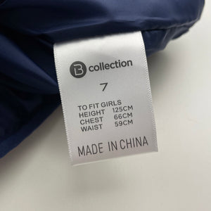 Girls B Collection, navy & silver spot puffer vest / jacket, EUC, size 7,  