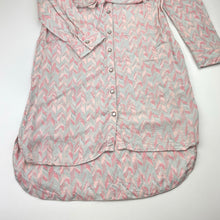 Load image into Gallery viewer, Girls Pumpkin Patch, grey &amp; pink viscose shirt dress, poppers, EUC, size 12, L: 75cm at front