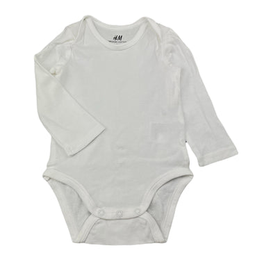 unisex H&M, white organic cotton bodysit / romper, GUC, size 00,  