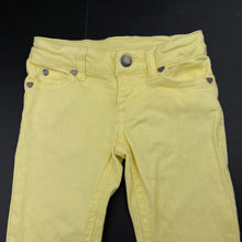 Load image into Gallery viewer, Girls Target, yellow stretch denim pants, adjustable, Inside leg: 30cm, GUC, size 2,  