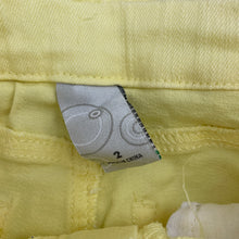 Load image into Gallery viewer, Girls Target, yellow stretch denim pants, adjustable, Inside leg: 30cm, GUC, size 2,  