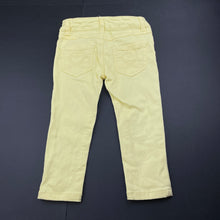 Load image into Gallery viewer, Girls Target, yellow stretch denim pants, adjustable, Inside leg: 30cm, GUC, size 2,  