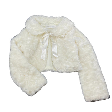 Girls Blue Sky, cream faux fur bolero jacket, GUC, size 6,  