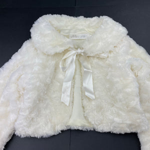 Girls Blue Sky, cream faux fur bolero jacket, GUC, size 6,  