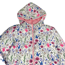 Load image into Gallery viewer, Girls L&amp;D, reversible pink/floral puffer jacket/coat, light marks pink side, FUC, size 14,  
