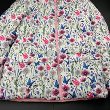 Load image into Gallery viewer, Girls L&amp;D, reversible pink/floral puffer jacket/coat, light marks pink side, FUC, size 14,  
