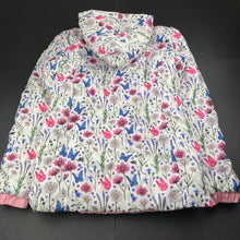 Load image into Gallery viewer, Girls L&amp;D, reversible pink/floral puffer jacket/coat, light marks pink side, FUC, size 14,  