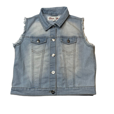 Girls Gum, blue stretch denim vest, GUC, size 10,  